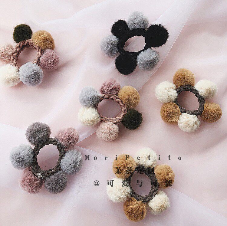 Soft girl children hair ball hair accessories Japanese Korean girl rubber band Hairband hair ball Hairband sweet imitation rabbit hair hairclip