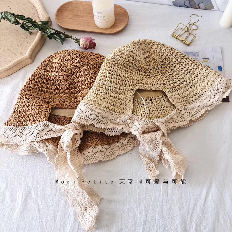 Korean girl hat Korean version of the sun hat girls sun visor travel princess sweet and cute beach girl straw hat