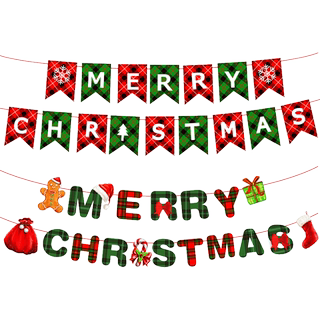 Christmas decorations flag shopping mall shop scene