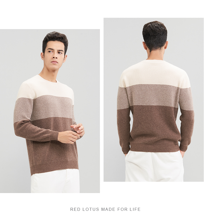 Honglian HỒNG LIAN mùa thu và mùa đông mới áo len cashmere dày vòng cổ của nam giới áo thun khí thoải mái ấm áp