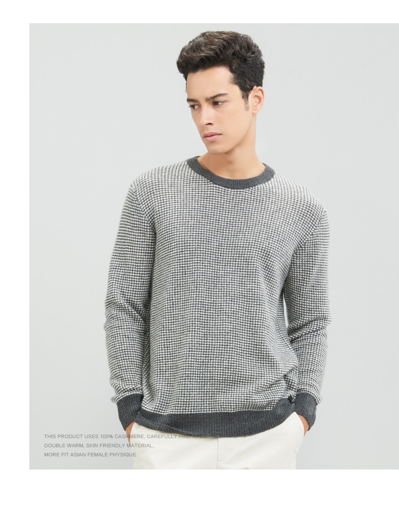 Honglian HỒNG LIAN mùa thu và mùa đông mới áo len cashmere vòng cổ của nam giới áo thun áo len đáy khí thoải mái ấm áp