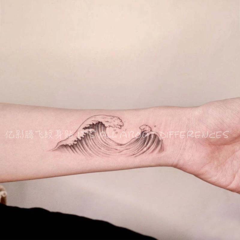 100 million Colored Teng Fly Wave Tattoo with Romantic Flowers Tattoo Sticker Wind Tattoo Sticker With Arm Wave Tattoo Sticker Original-Taobao