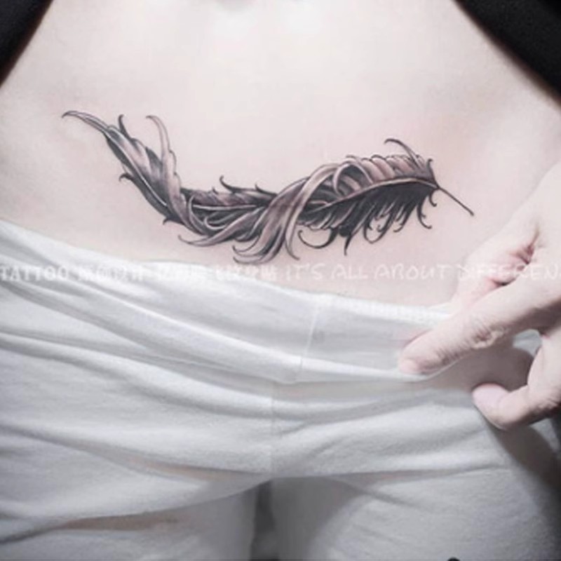Feather C-section Birth tattooed Scar Scarring Tattoo Waterproof Original Tattoo Sticker to cover scar tattoo-Taobao