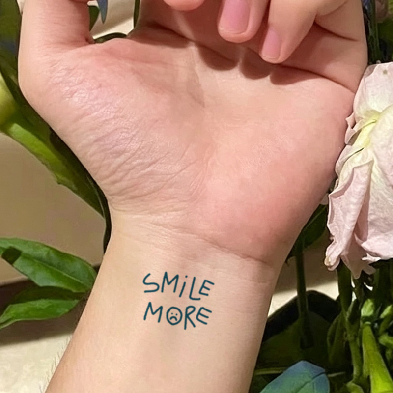 Waterless Herbal Tattoo Stickers Yicai Tengfei English Text Long-Lasting Waterproof Juice-Proof Herbal Tattoo Stickers for Women's Wrist