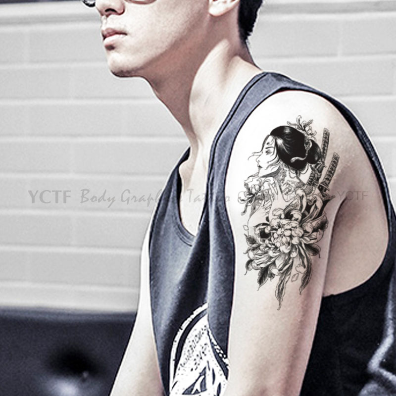 Yicai Tengfei Geisha tattoo stickers Flower arm tattoo stickers Hipster tattoo stickers Waterproof tattoo stickers Men's original tattoo