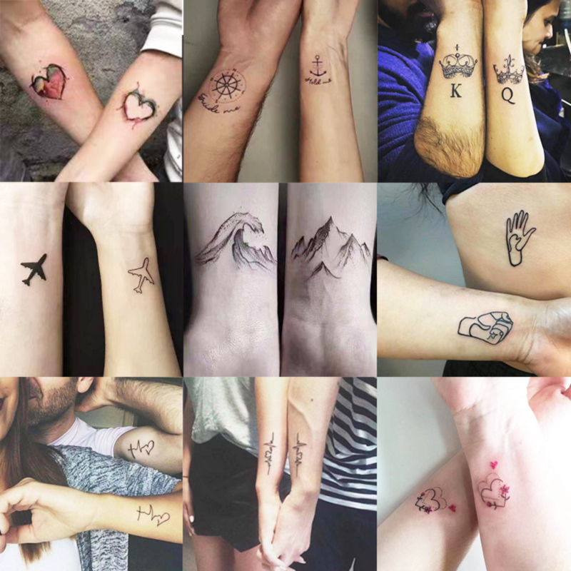 Couple tattooed with waterproof tattoo sticker male and female tattooed sticker waterproof lasting tattooed with a set of 9 sheets