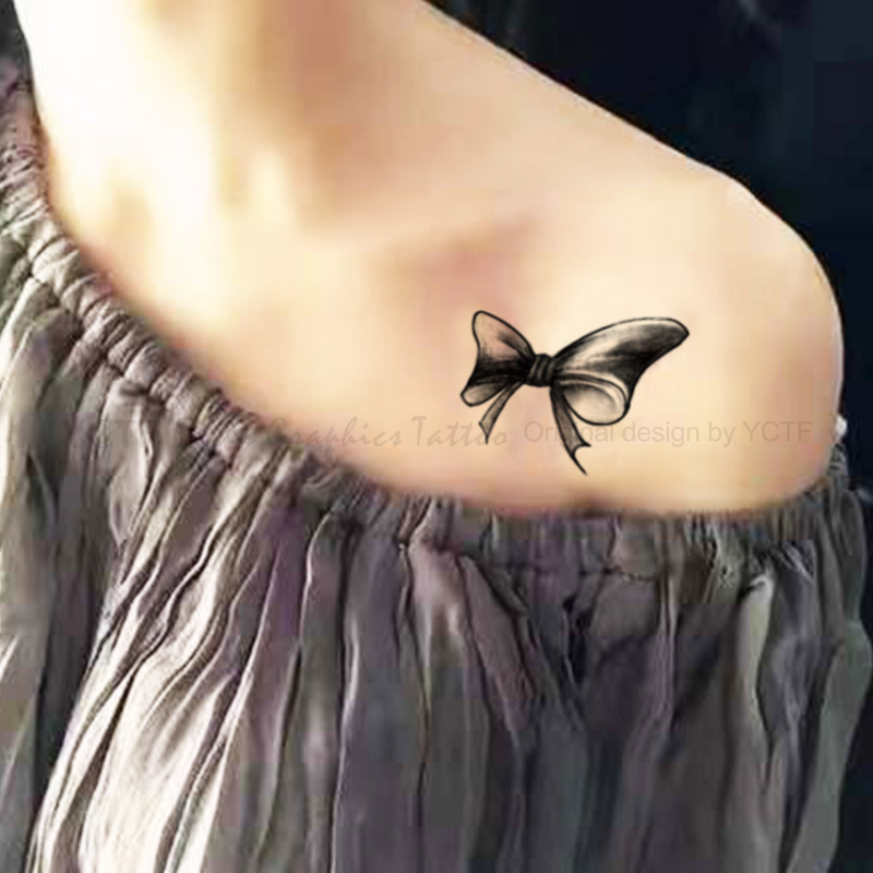 Yicai Tengfei bow tattoo stickers clavicle tattoo stickers Waterproof tattoo stickers Female sexy tattoo stickers original