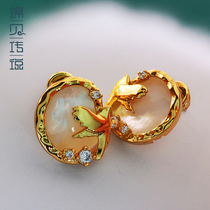 Jin Bei legend natural mother shell earrings Feminine temperament trendy high-end design sense spring simple gift to girlfriend