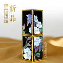 Jin Bei legend Luodan lacquerware Flower and bird lipstick tube Air tube Handmade diy lipstick tube square shell