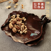 Jinbei legend Mother-of-pearl shell gold silk Nanmu dried fruit plate Candy box Wooden fruit plate Tea set plate Tea tray