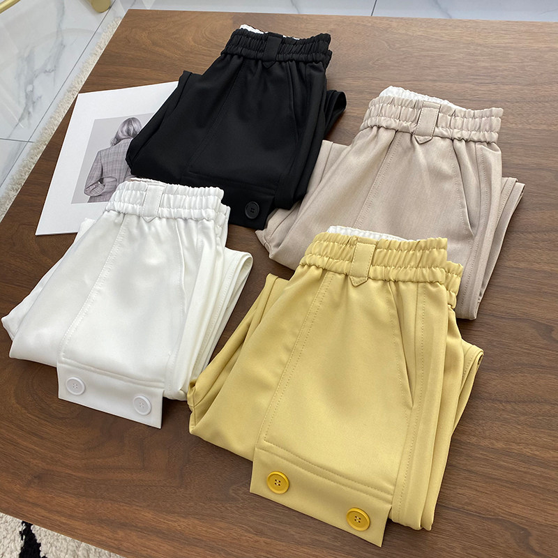 Thin into chopstick legs Cool Tooling Wind ~ Conspicuous High Waist Bunches Foot Stomp Casual Pants Women Spring Autumn 2021 New