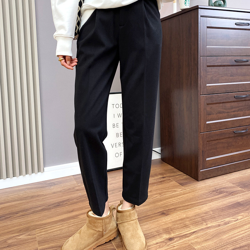 Ionic fiber not to beat the ball not to be packed high waist wool pants warm and relaxed casual pants