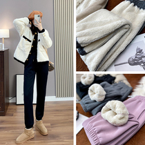 (Xiaolus 11 1 new product) A pair of winter warm and not bloated lamb wool plus velvet casual sweatpants