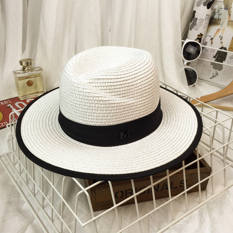 Купить Головной убор Соломенная шляпа дамы лето черный и белый шляпа ...