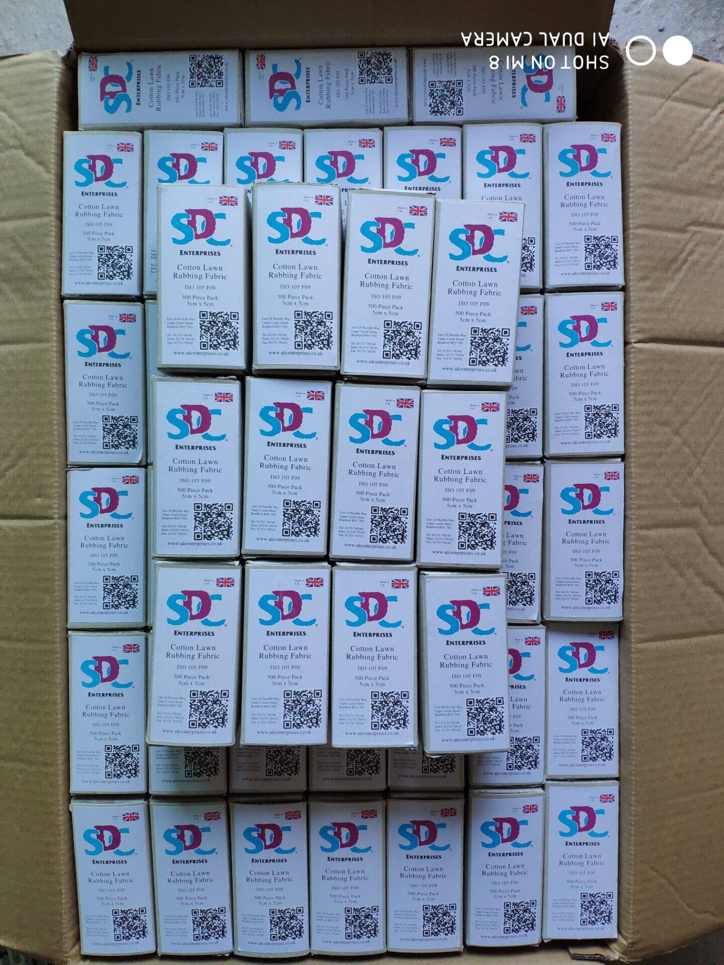 SDC ISO标准摩擦布 干湿棉布 标准白棉布  F09棉 棉单纤 500片/盒