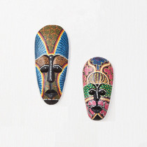Solid wood carving mask point painting home accessories pure handmade wall hanging wall wall decoration facial makeup Southeast Asian style