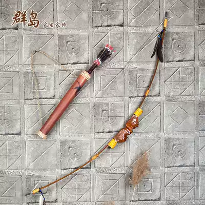 Bow and arrow pendant retro decorations bamboo barrel wall hanging solid wood porch bar wall decoration American three-dimensional wall decoration