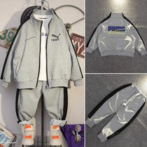 Boy spring and autumn suit 2021 new children Korean version of small sweater sports two-piece boy foreign style school uniform tide
