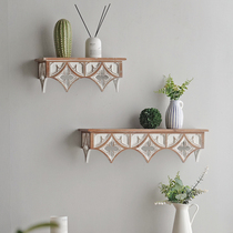 SP016 Rustic wooden carved living room entrance wall decorative shelf shelf decorative partition shelf storage rack