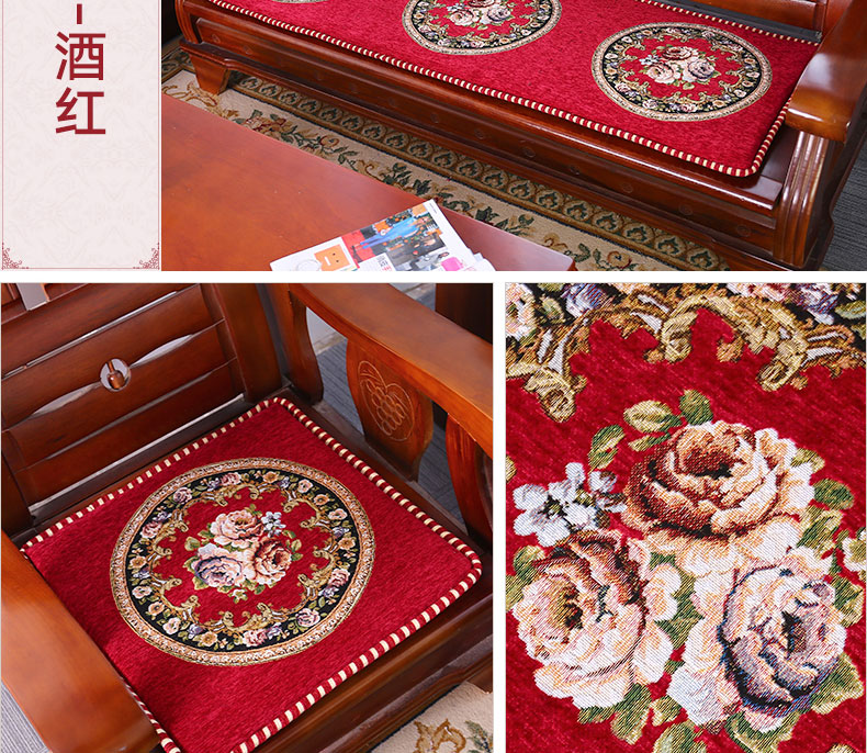Rắn sofa gỗ đệm chenille vải của Mỹ tối giản mùa đông gụ dày sofa đệm số lẻ và chẵn ba chữ số - Ghế đệm / đệm Sofa đệm lót ghế gỗ