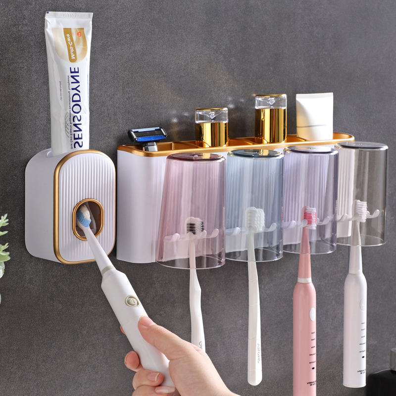 Toothbrush Shelve Creations Creativity Free Punch Mouthwash Cup Toothbrushing Cup Wall-mounted Dressing Room shelf Tooth Cylinder Suit