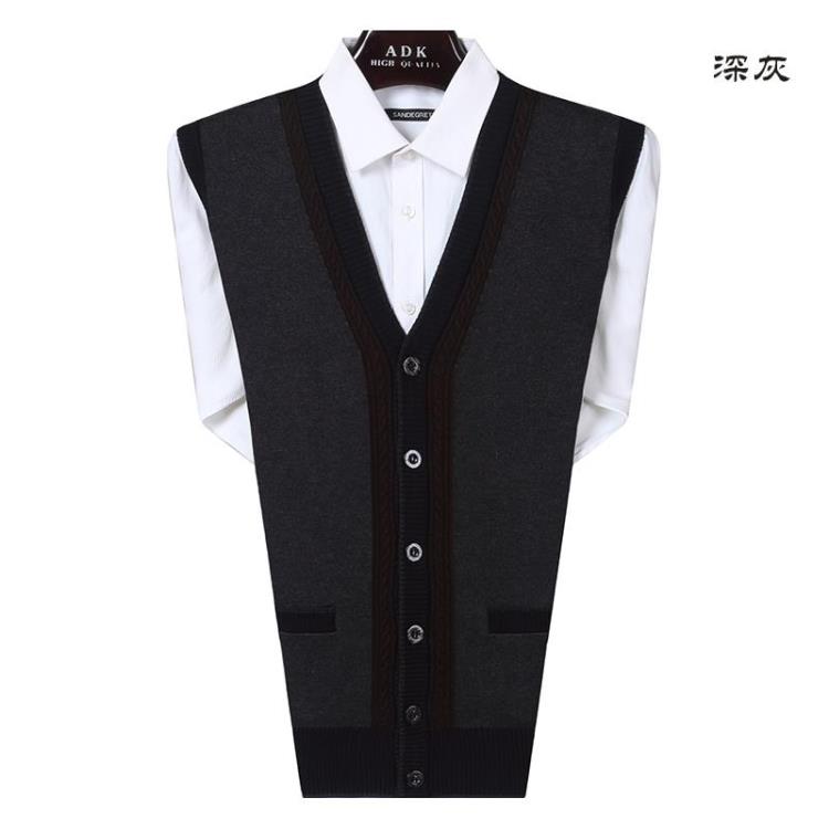 Nam mùa xuân và mùa thu phần mỏng trung và cũ tuổi vest cha áo len vest vest len ​​vest đan cardigan kích thước lớn