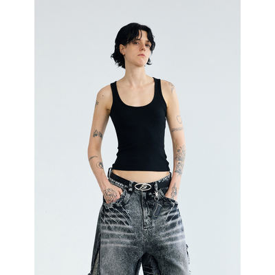 PEOPLESENSE simple and basic style, versatile and slimming halter top, unisex solid color casual sleeveless top