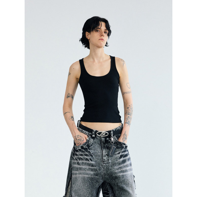 Peoplesense Simple Basic Versatile Slim-Fit Camisole Unisex Solid Color Casual Sleeveless Top Peoplesense Simple Basic Versatile Slim-Fit Camisole Unisex Solid Color Casual Sleeveless Top