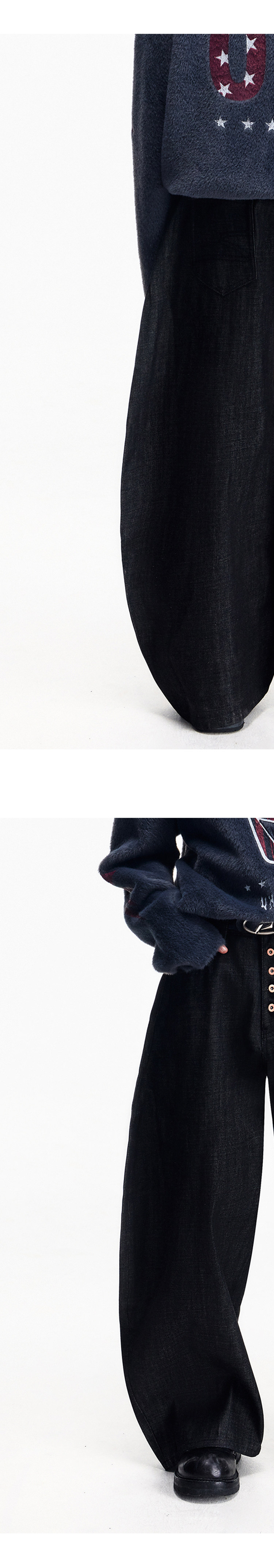 Peoplesense black raw denim wide-leg jeans: effortlessly stylish