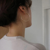 S925 silver pins ins lukewarm wind poles South Korean minimalist anti-allergy C-shaped slim section large round ring circle ring earrings woman