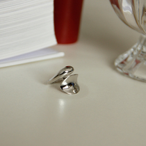 S925 pure silver INS lukewarm wind South Koreas new extremely brief glossy surface drop cross blade opening ring not dropping