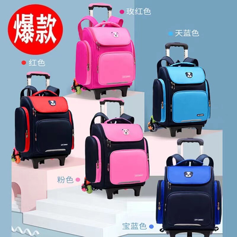 Trolley bag primary school boys 2022 new children's grades 1-3-6 waterproof six-wheeled stair climbing backpack 5