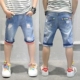 Quần short bé trai denim mùa hè mỏng trẻ em mặc quần trẻ em 2019 quần mới trong quần trẻ em lớn phiên bản Hàn Quốc của thủy triều - Quần jean