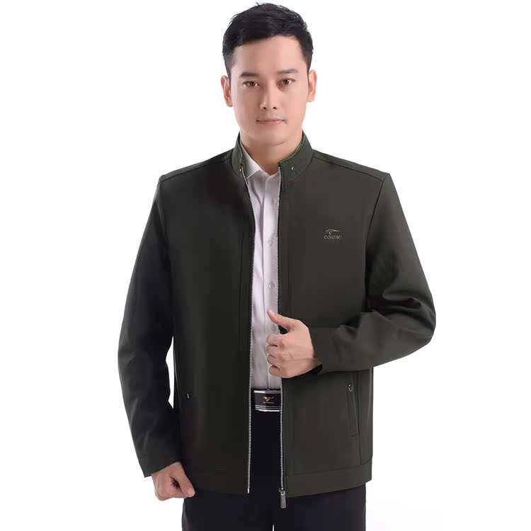Mùa xuân và mùa thu trung niên áo khoác nam cha mặc áo khoác nam trung niên mùa xuân và mùa thu kích thước lớn áo khoác nam giản dị áo khoác bomber