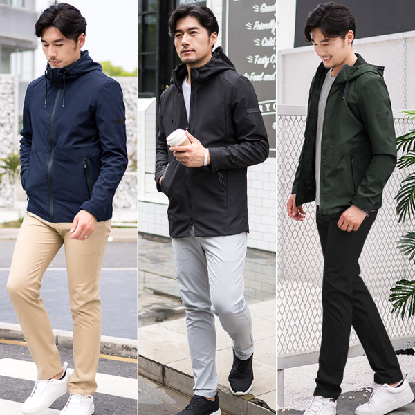 18年春季新款 比菲力 中长款连帽 男式休闲夹克 天猫优惠券折后￥129包邮（￥229-100）3色可选