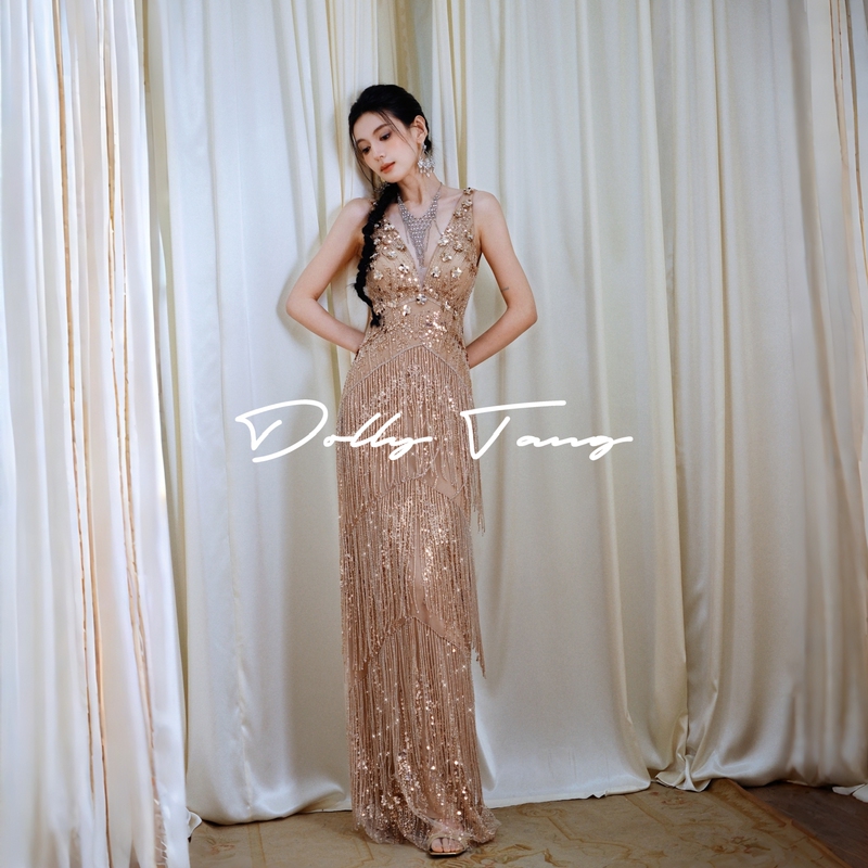 Dollytang Gatsby Series Heavy-Duty Rhinestone Tassel Dress, Dazzling and Flamboyant Party Light Dress Dollytang Gatsby Series Heavy-Duty Rhinestone Tassel Dress, Dazzling and Flamboyant Party Light Dress