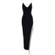 Celebrity temperament sling V-neck slit tassel rhinestone bandage dress design sense irregular slit small dress