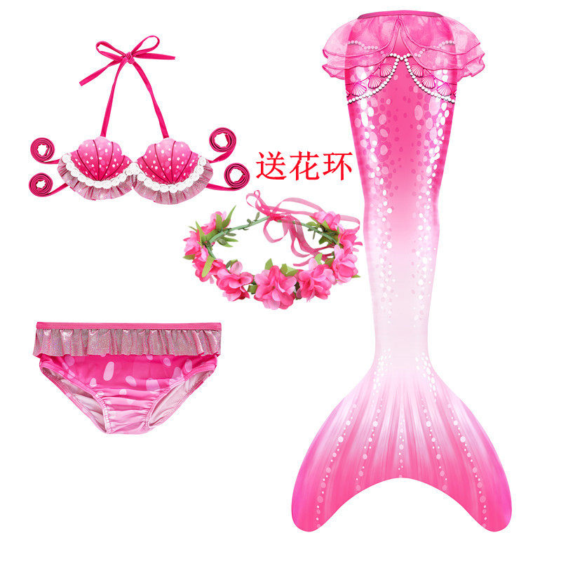 Girls Mermaid Swimsuit Children's Clothing Swimwear Princess Summer Skirt Mermaid Tail Three-piece Suit Clothes