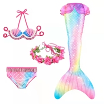 Girls mermaid swimsuit princess skirt split bikini swimsuit mermaid tail costume childrens spa set