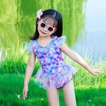 Kids Swimsuit Girl 2022 Net Red Mermaid Baby Beach One-Piece Swimsuit Beach Beach Resort Swimsuit