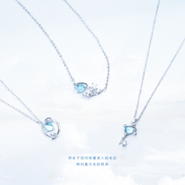  Japan S925 sterling silver small fresh blue glass fantasy planet necklace Cosmic aurora starry sky clavicle chain Female forest series