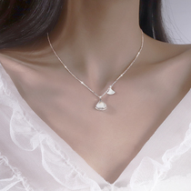 Shell fan-shaped necklace female 2021 new non-fading simple niche design sense sterling silver rose gold choker