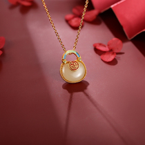 925 sterling silver Hetian jade necklace light luxury niche design blessed bag retro choker 2021 new female