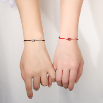 Peach Blossom Bracelet Braided Rope Female Simple Mori Strawberry Crystal Hand Rope Girls Moonlight Stone Transfer Beads Red Rope Bracelet