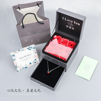 Gift custom Kraft paper tote bag gift bag small flower sticker jewelry box earrings necklace storage box