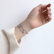 Retro shiny star bracelet female sterling silver ins niche design hip-hop bunk tide student handpiece