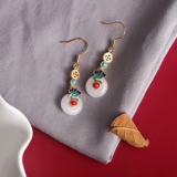 Ретро серьги, браслет с одной бусиной из нефрита, защитный амулет, пряжка, серебро 925 пробы