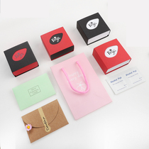  Gift custom kraft paper tote bag Gift bag small flower sticker Jewelry box Earrings ring necklace storage box