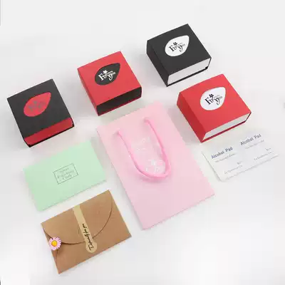 Gift custom Kraft paper handbag gift bag small flower sticker jewelry box ear ring necklace storage box