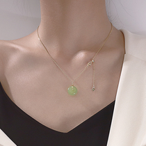 Hetian Jade safe buckle necklace female choker 925 sterling silver niche design sense tide ins pendant 2021 New